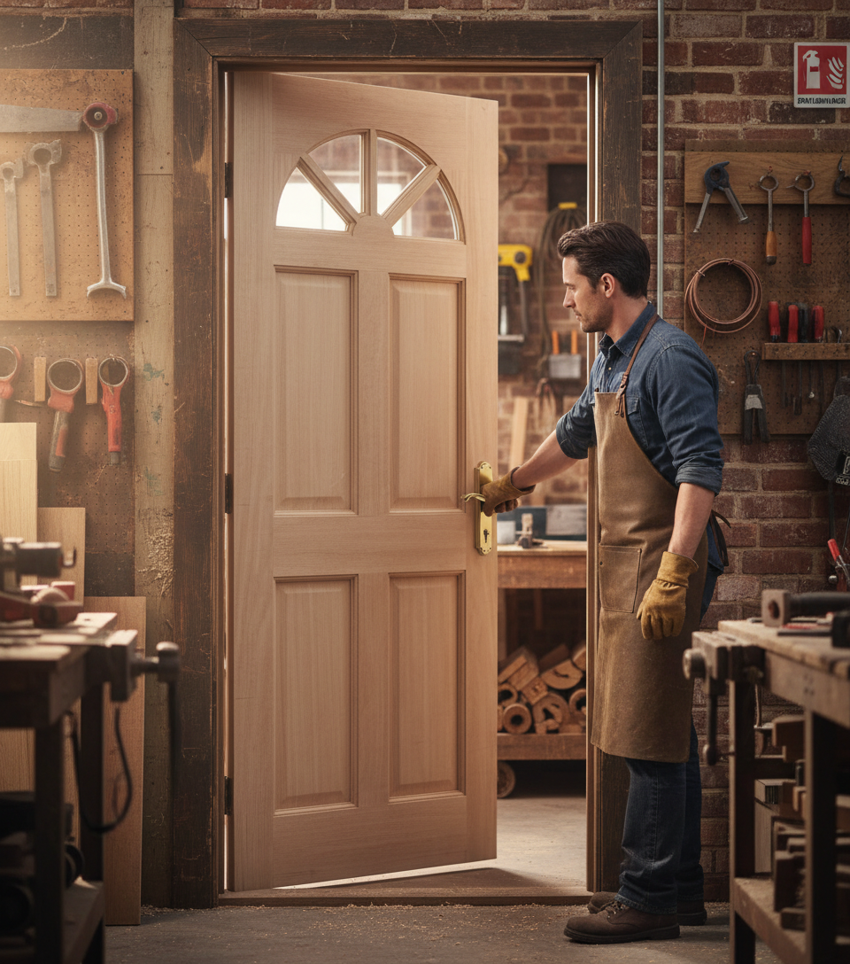 Premium Hardwood Clear Glass Single Glazed Dowelled Fan Light with Raised Panels