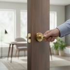 Premium Modern Door Handle Set with Round Rose, 10mm Depth, 126mm Length and 10-Year Guarantee