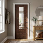 Internal Walnut Door Made-to-Measure Fully Finished with 1 Light Clear Glass