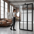 Premium Internal Fully Finished Industrial Studio 6 Light Clear Glass Pocket Door Set for Modern Aesthetic and Accessibility