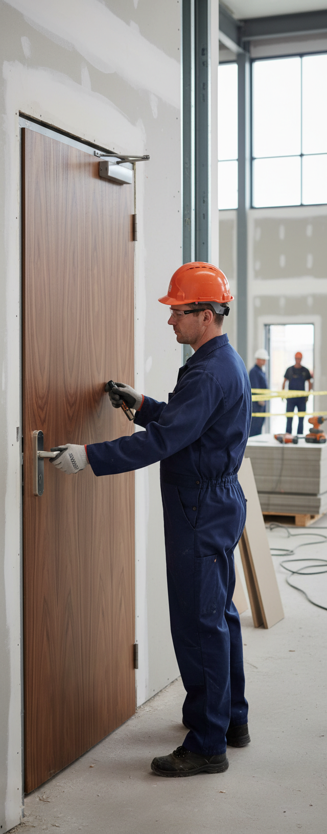 Premium Flush Walnut Fire Door with 30-Minute Fire Rating and FSC Certification - High-Quality Professional Grade for Industrial and Commercial App...