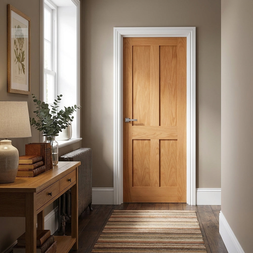 Internal Oak FD30 Fire Door, Fully Finished, Made-to-Measure Victorian Shaker Style