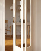 Internal White Bifold Door with Primed Finish and Clear Glass Pattern 10 - detail view