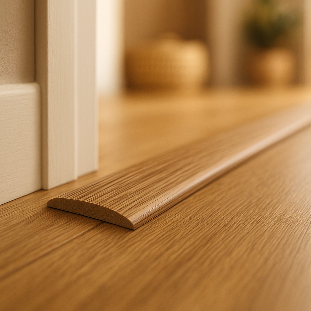 1m Medium Oak Laminate Door Profile for Seamless Connection - detail view