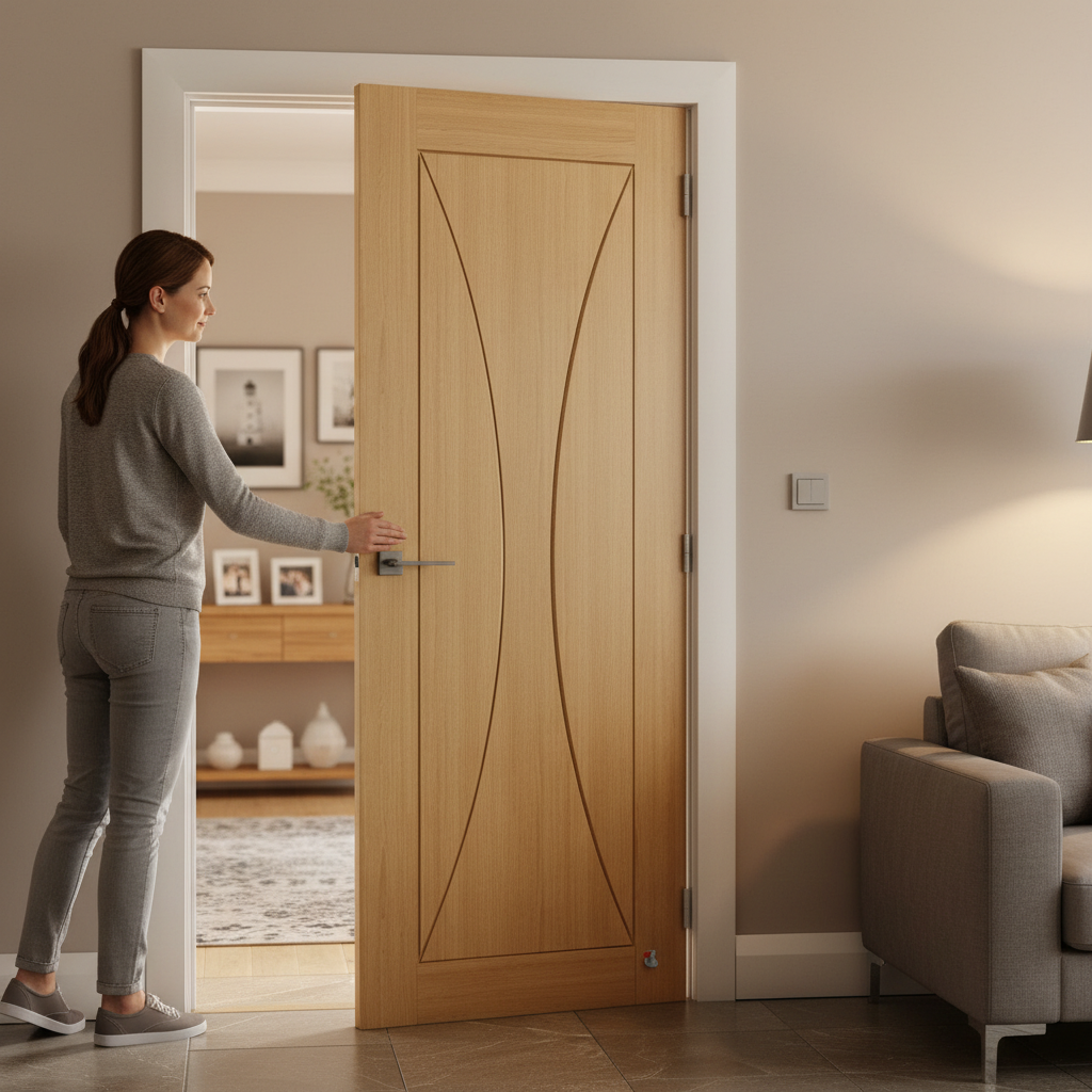 Premium Internal Fully Finished Oak Fire Door - 30 Minute FD30 Certification with Solid Core and Clear Toughened Glass