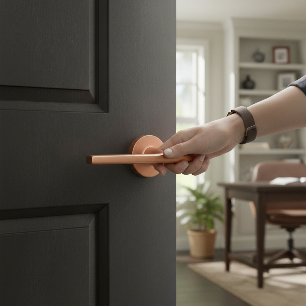 Premium Lever Handle on Round Rose - Stylish Design with Durable Finish and 10-Year Guarantee