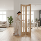 Premium Internal Clear Glazed Bifold Door - Space-Saving Design, Unfinished for Custom Finish