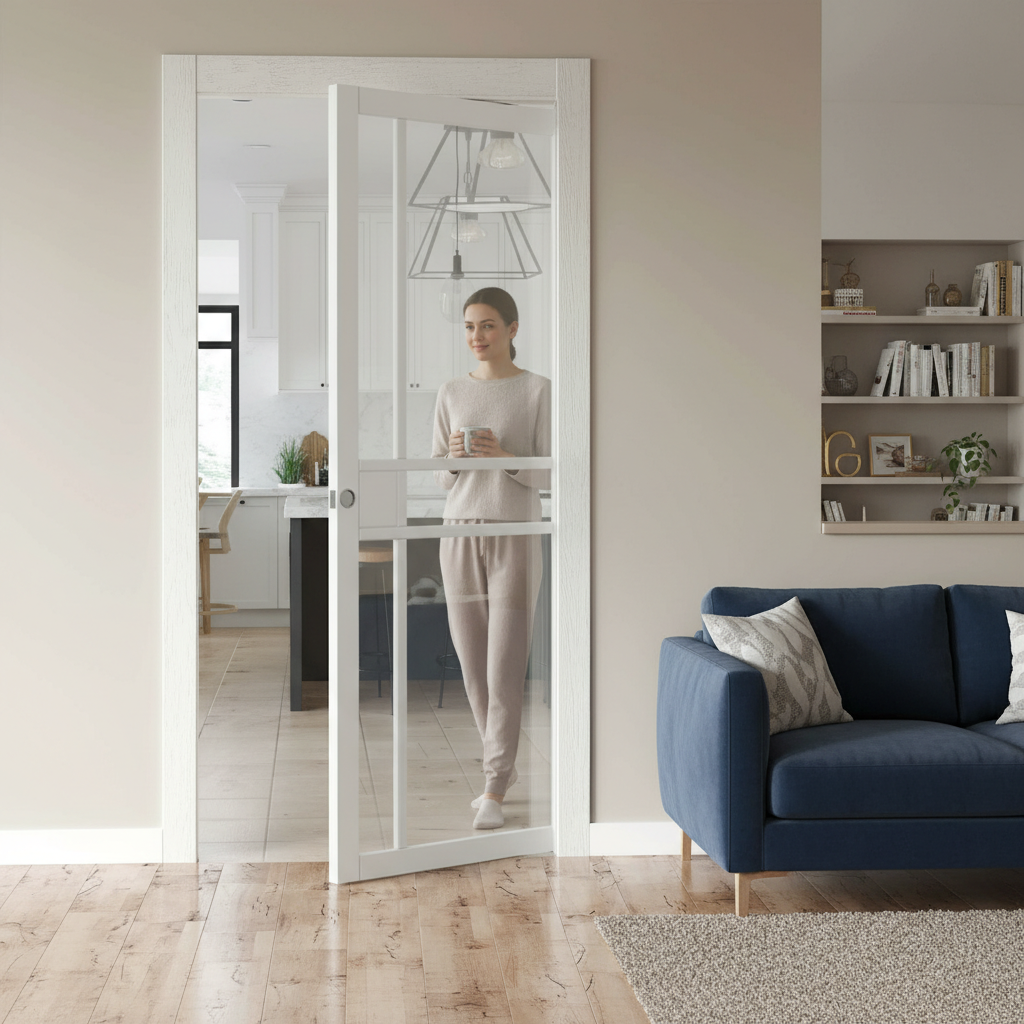 Premium Industrial Style Glazed Pocket Doorset for Space-Saving Solutions with Galvanised Steel Frame and Custom Size Options