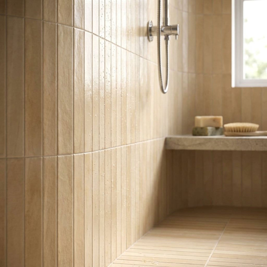Porcelain Wall and Floor Tile Golden Clay Matt 400 x 50 x 8.3mm - detail view