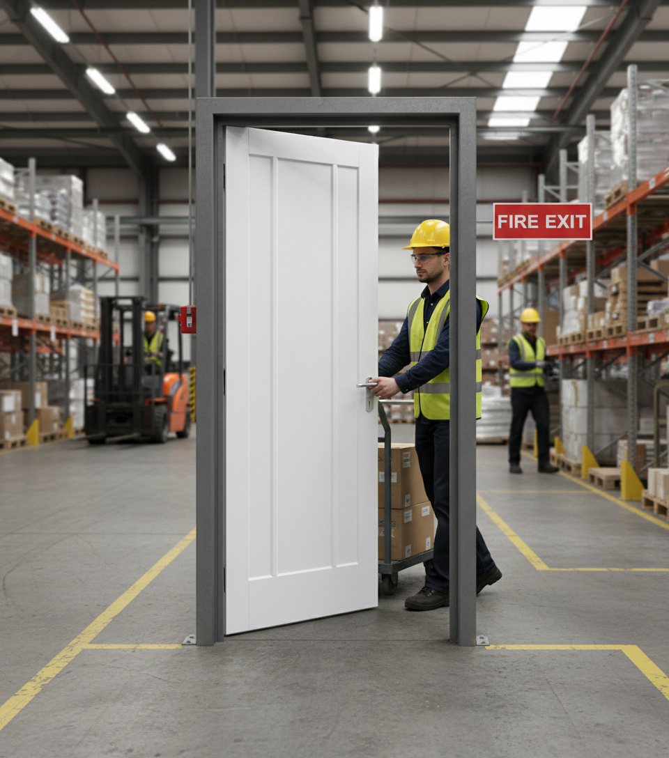 Premium White Fire Door with Engineered Construction, 30 Minutes Fire Rated and White Primed Finish for Timeless Style