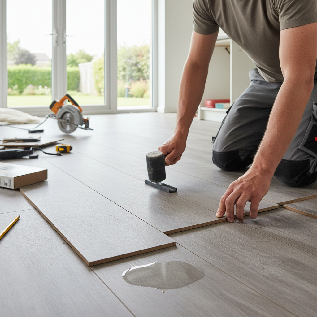 Premium 8mm Moisture Resistant Laminate Flooring - Stone Paved Look, Anti-Bacterial Coating, AC4 Rated for High Traffic Areas