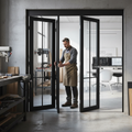 Premium Industrial Style Folding Doors - 3 to 6 Door Configurations with Slim Frames and Glass Panels