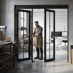 Premium Industrial Style Folding Doors - 3 to 6 Door Configurations with Slim Frames and Glass Panels