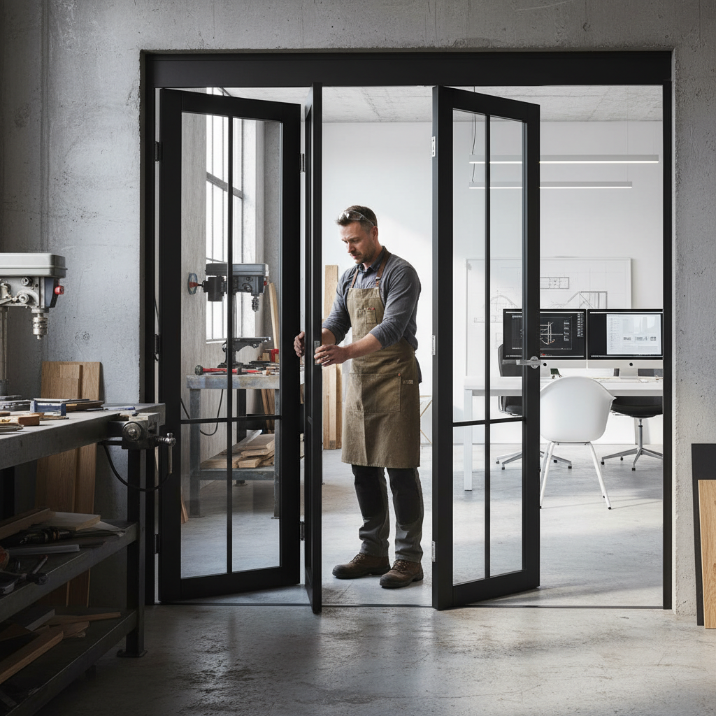 Premium Industrial Style Folding Doors - 3 to 6 Door Configurations with Slim Frames and Glass Panels
