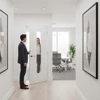 Premium 7 Panel Laminate Glazed Door with Linear Design for Enhanced Natural Light