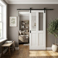 Internal White Sliding Door Primed Finish 2 Panel 2 Light Clear Bevelled Glass
