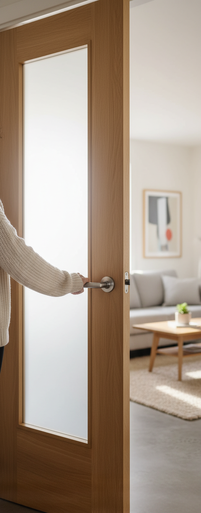 Premium Clear Glazed Internal Door with Semi-Solid Core and Natural Oak Grain Finish