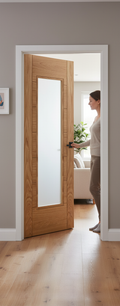 Premium 1 Light Glazed Door with Engineered Oak Construction and Clear Satin Finish for Enhanced Light Flow