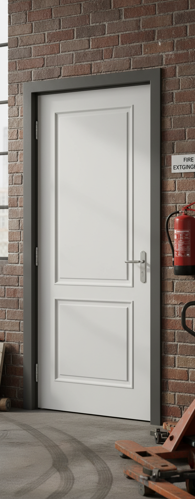 Premium Smooth White Moulded Fire Door with 30-Minute Fire Rating and Solid Core Design for Home Safety