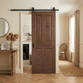 Fully Finished Walnut Internal Sliding Door with 4 Panels and Black Top Mount