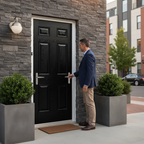 Premium 6 Panel Composite External Door - Black and White GRP with Low Maintenance and Thermal Efficiency Features