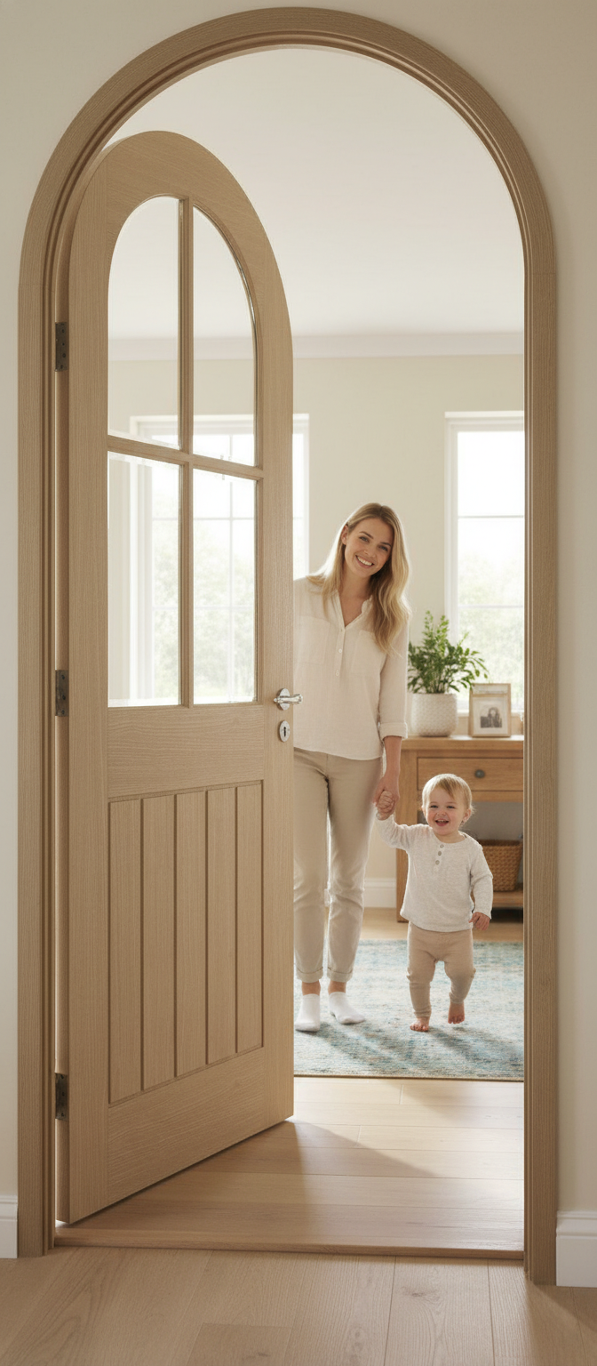 Premium Curved Door Lining in Blonde Oak Finish - 35mm Thick, 133mm Deep for Internal Doors