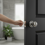 Mushroom Mortice Bathroom Door Knob Set with Polished Chrome Finish, Complete Locking Mechanism, and 10-Year Guarantee -...