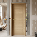 Premium Contemporary Oak 7 Panel Internal Fire Door with Engineered Construction and Unfinished Oak Veneer