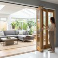 Premium 12ft Internal Oak Folding Bifold Door Set with Five-Door Configuration and Reversible Opening for Modern Living Spaces