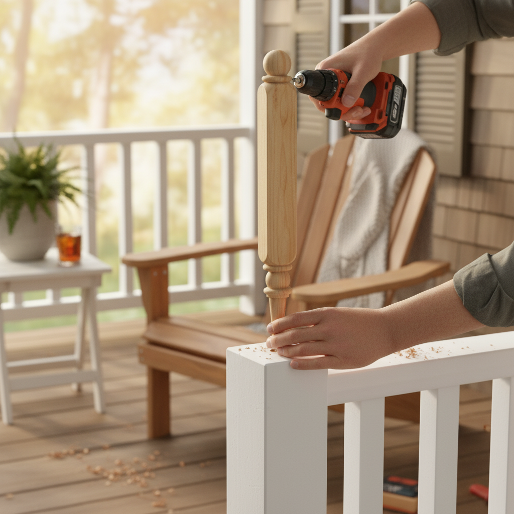 Premium Unfinished Pine Porch Finial - Elegant Design for Exterior Enhancement and Custom Finishing Options