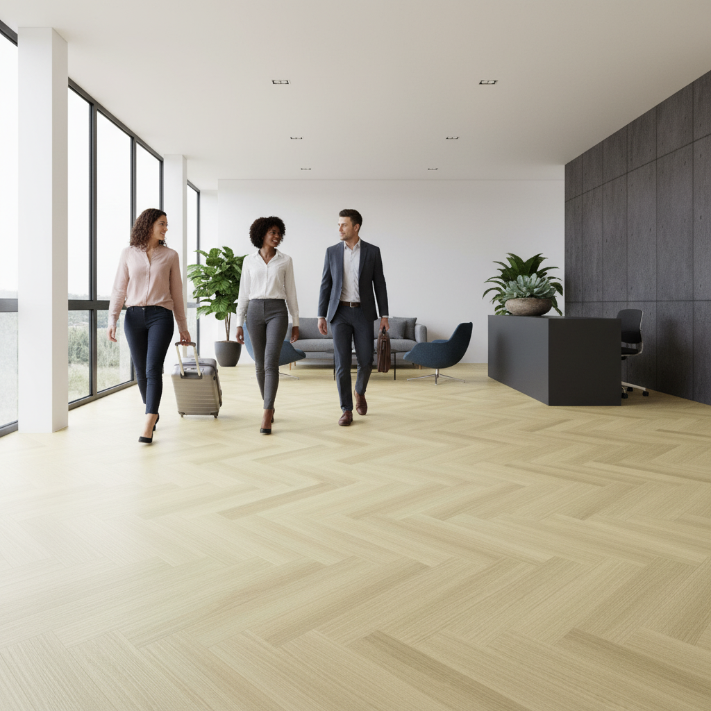 Premium Herringbone 5mm Purecoat Rigid Core Vinyl Flooring with Waterproof Design and IXPE Underlay for Enhanced Comfort
