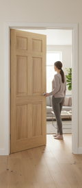 Premium Fully Finished Internal Oak 6 Panel Door with Clear Lacquer for Traditional Decor