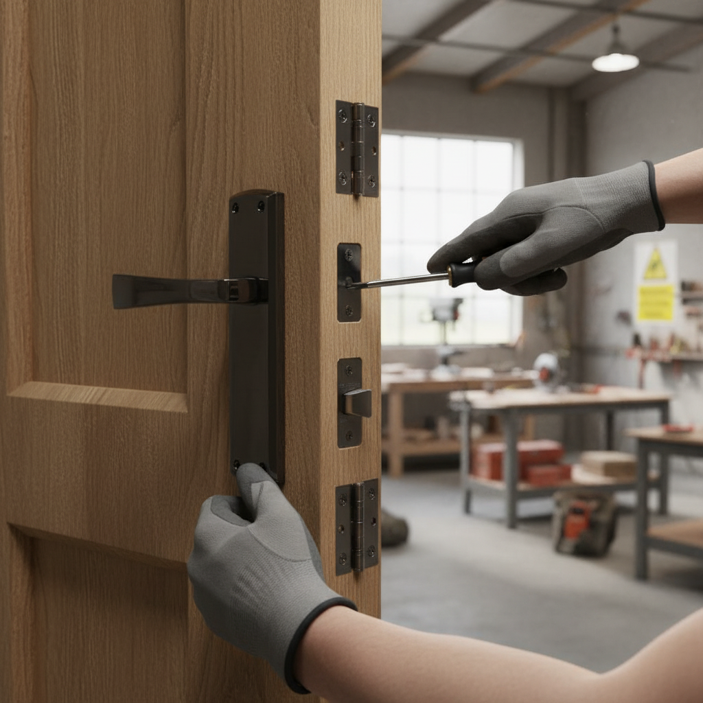 Premium Fire Door Handle Set with Black Nickel Lever and Backplate - Safety and Style Combined