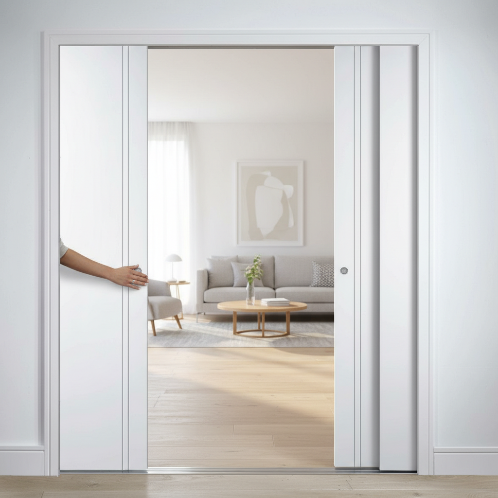 Premium Telescopic Pocket Door System with Wooden Jamb Kit and Adjustable Features for Elegant Interior Spaces