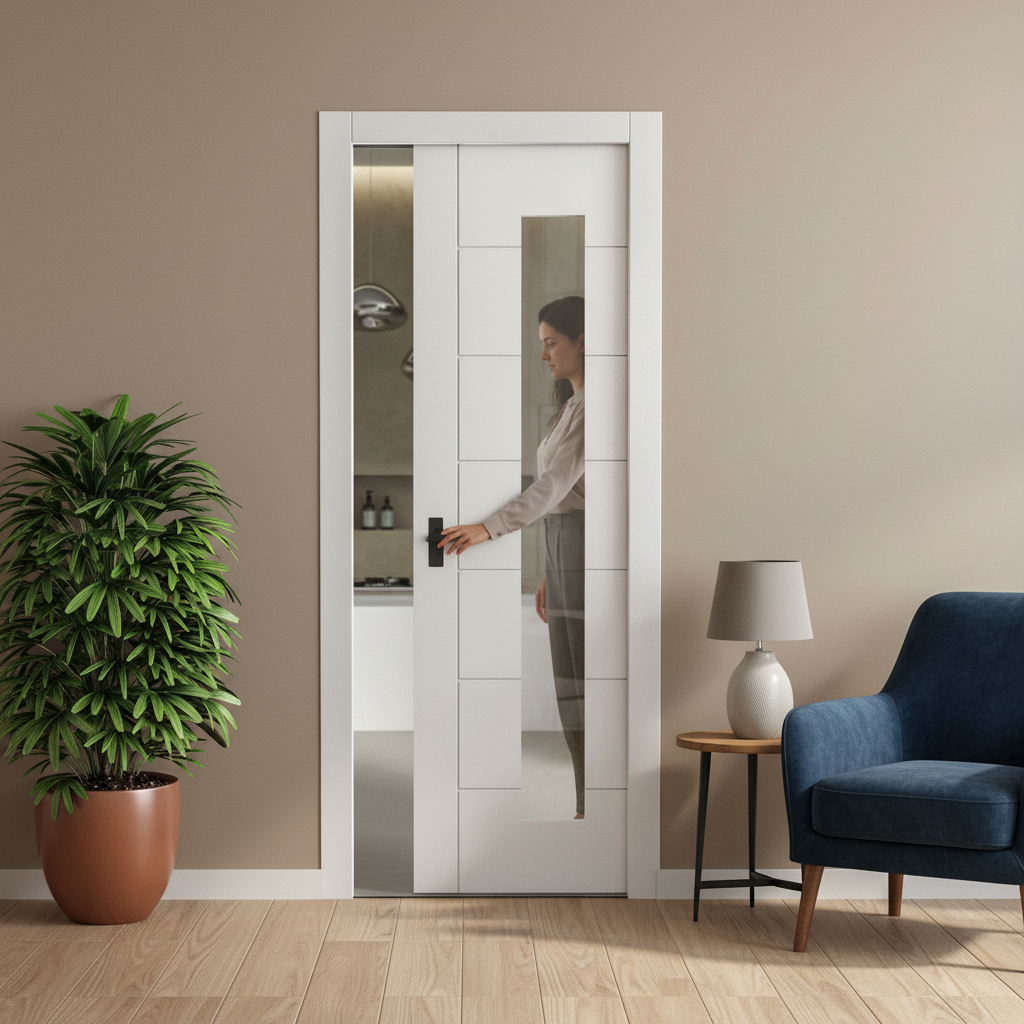 Premium Internal Pocket Door Set with 7-Panel Design and Clear Glass for Space Optimization - Image 2