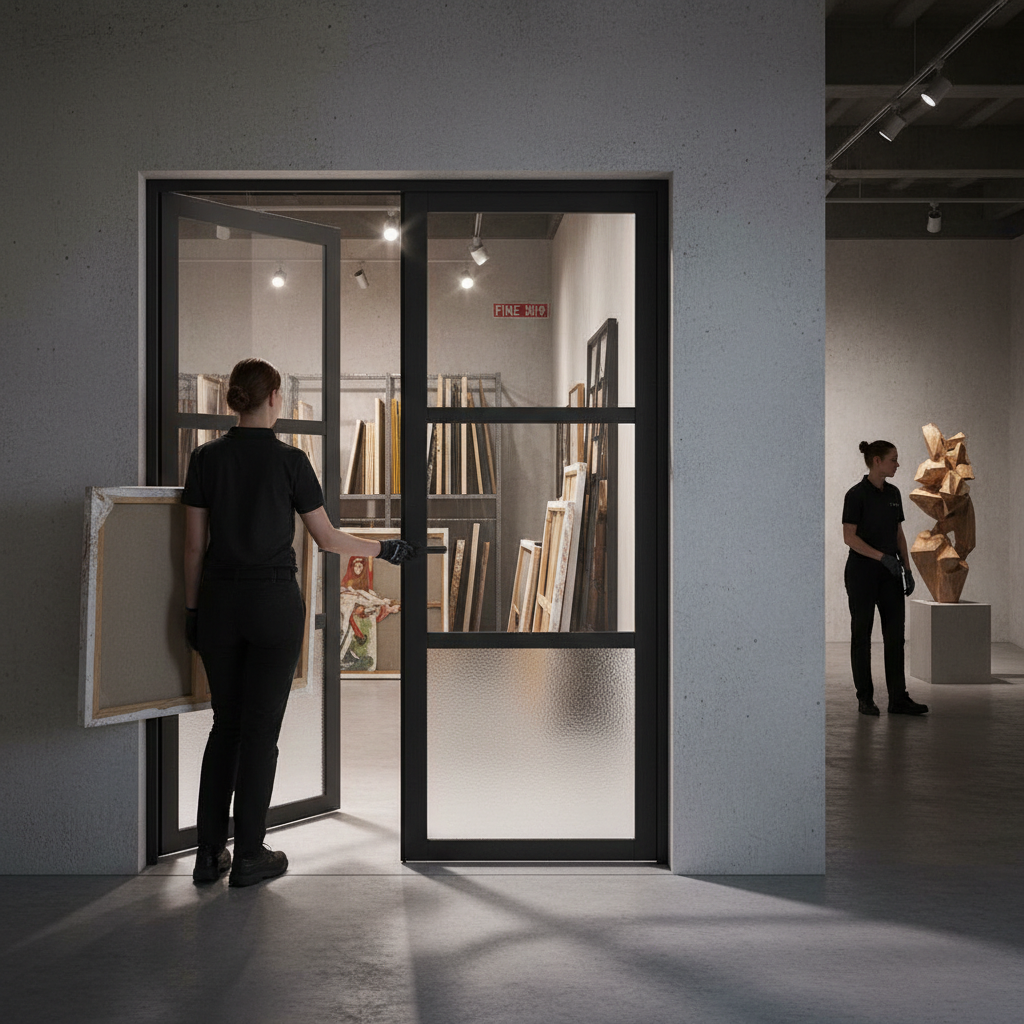 Premium Custom Made Industrial Style 3L Fire Door Pair with 30-Minute Fire Rating and Clear Fire Glass