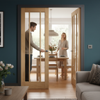 Premium Custom Made Oak French Doors with Clear Glass Panels - Ideal for Internal Spaces