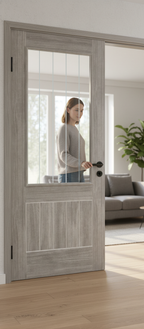 Premium Light Grey Internal Glazed Door with Decorative Frosted Lines for Modern Interiors