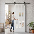 Premium Internal Sliding Door with 3 Light Obscure Glass Panels - Double Primed for Customization and Durable Solid Core Construction