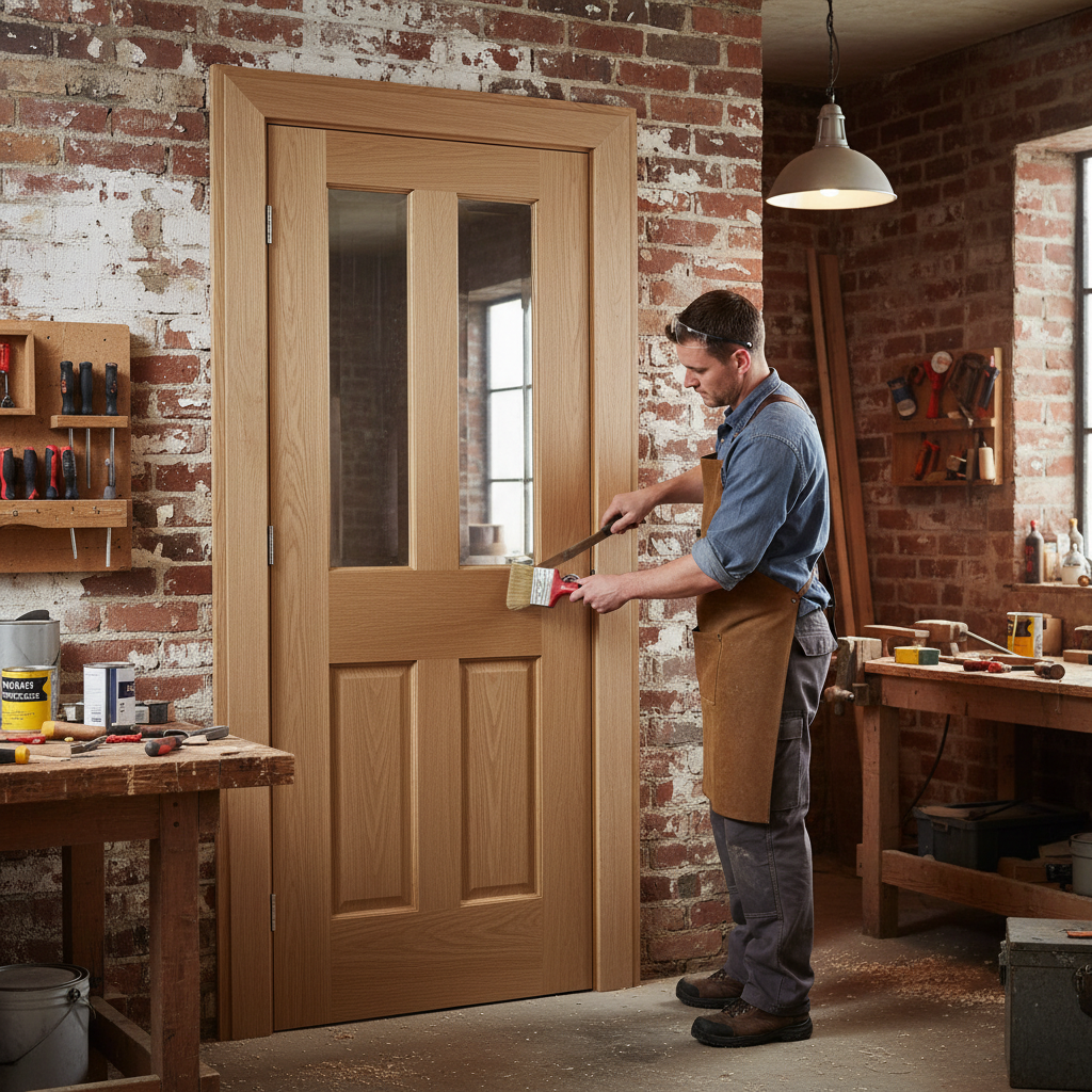 Premium Custom Made Unfinished Clear Glazed Twinlight Door with Bevelled Glass and Solid Core Construction