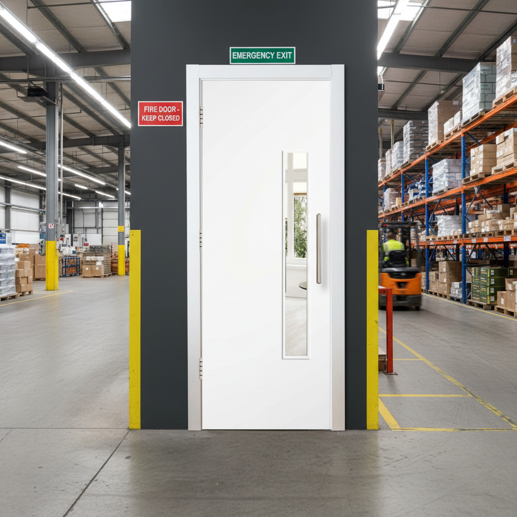 Premium Fire Rated Door with Solid Engineered Core and Clear Glazing for 30-Minute Protection