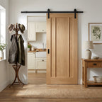 Internal Oak Sliding Door, Unfinished, 3 Panel, Black Top Mounted