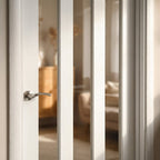 Internal White Door with Primed Finish and 3 Light Clear Glass - detail view