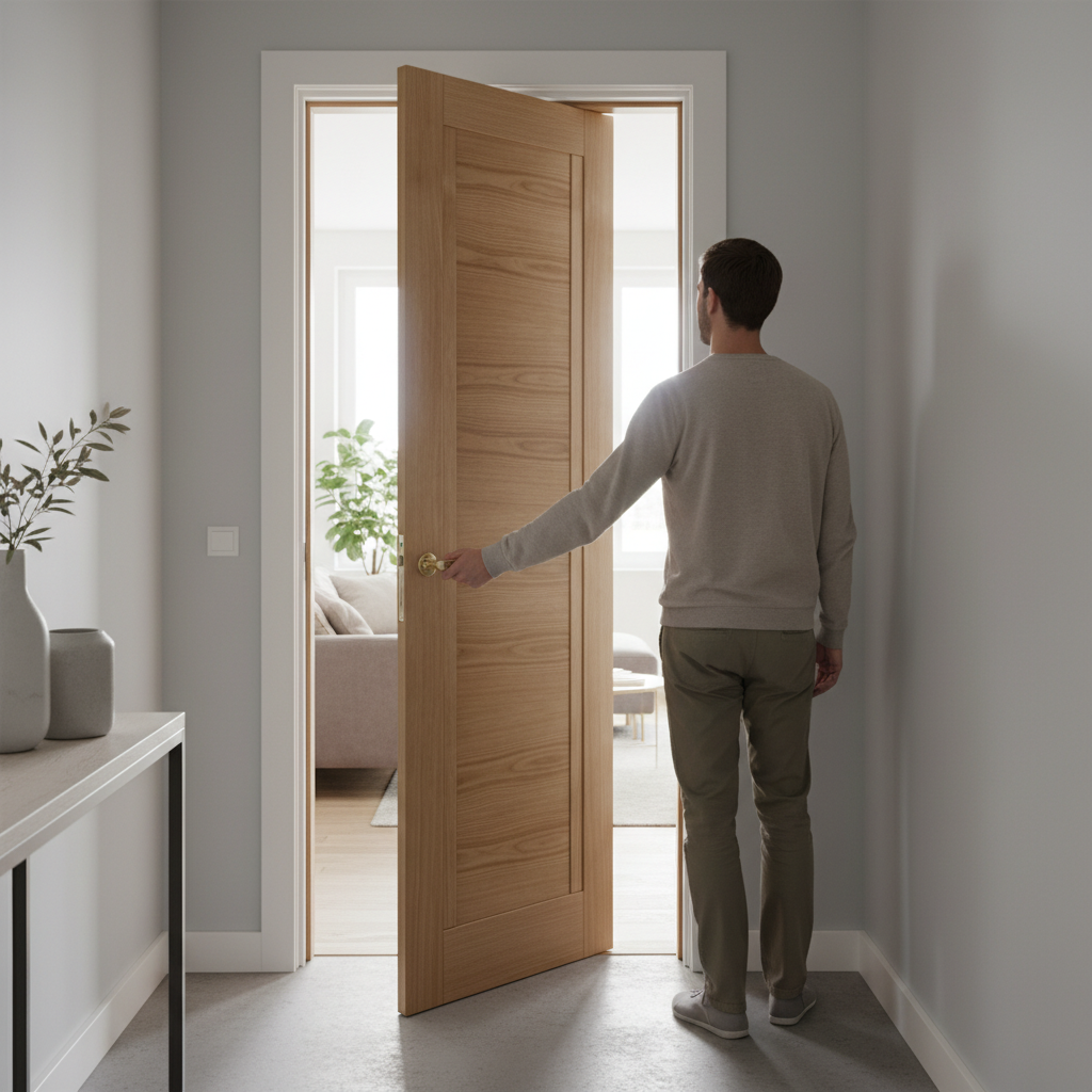 Premium Fully Finished Oak Internal Door with Unique Design and Engineered Construction