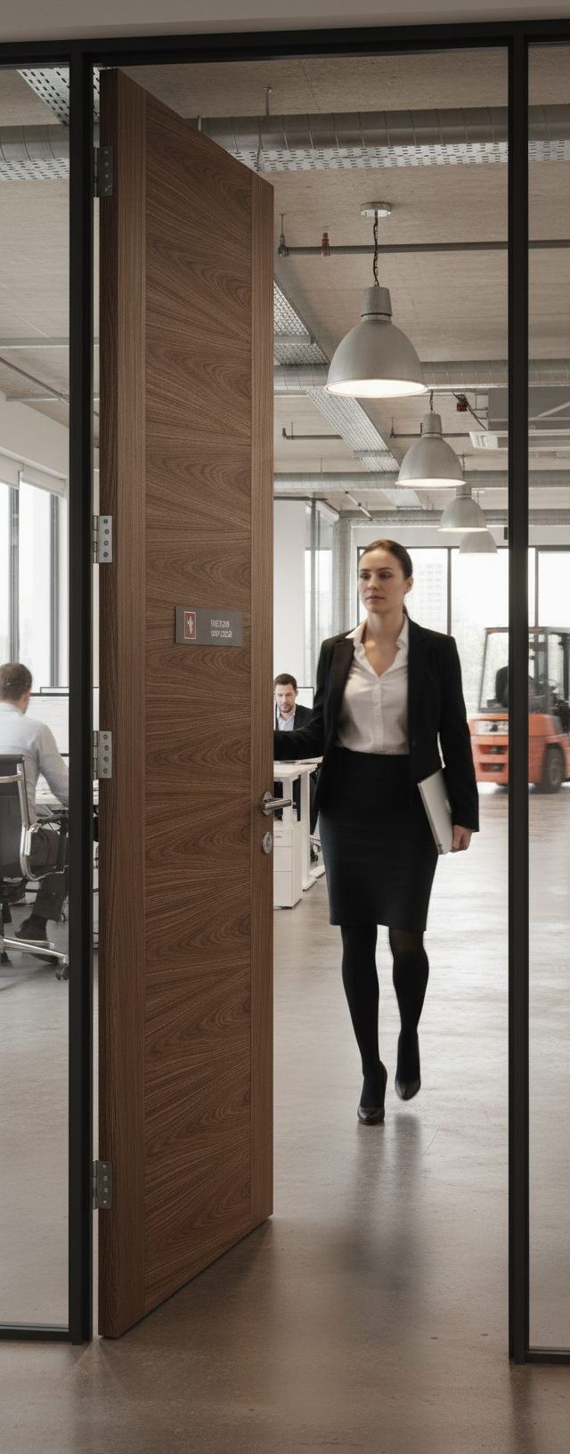 Premium Contemporary Walnut Fire Door with Engineered Construction and Half Hour Fire Rating - Perfect for Modern Homes