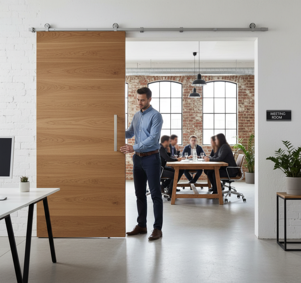 Premium Manual Sliding Door System for Wooden Doors with Soft Close and Adjustable Features