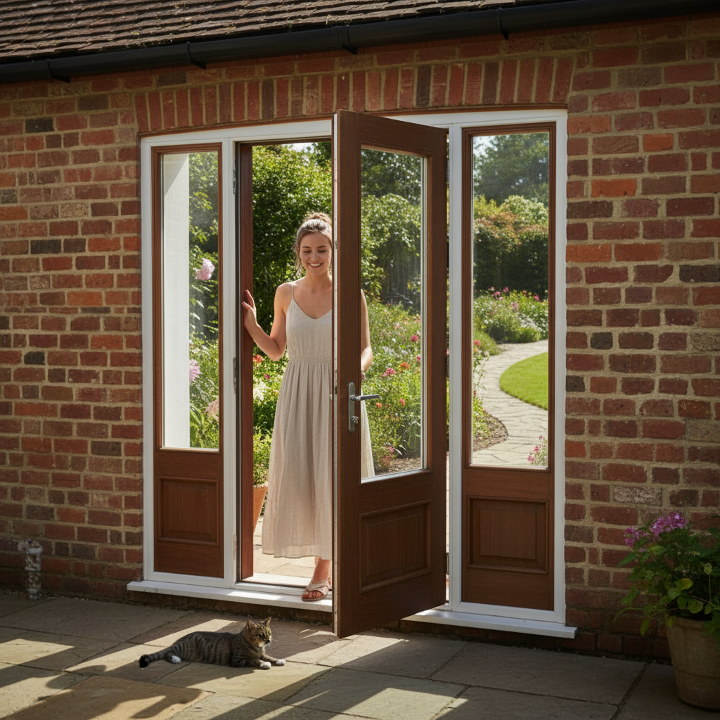 Premium Hardwood External French Door Pair with Laminated Timber Cores for Durability and Stability
