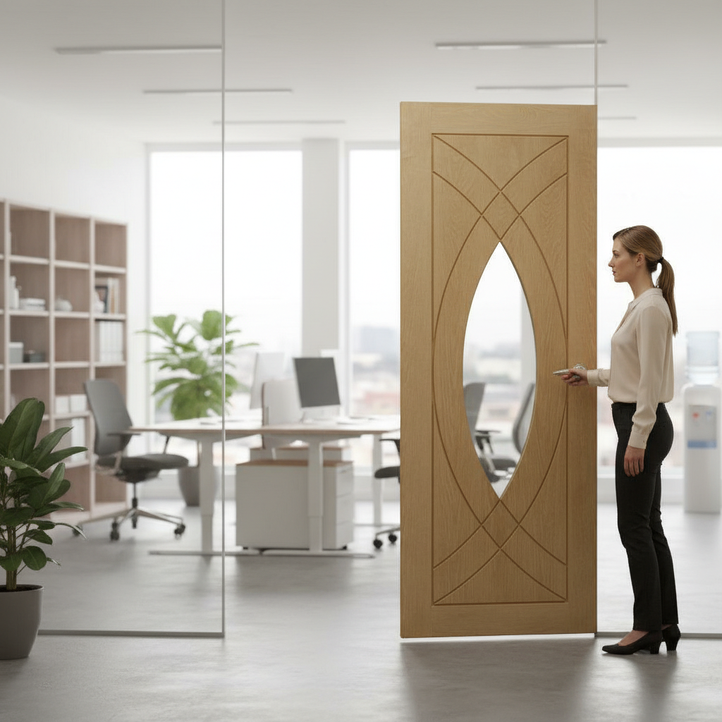 Premium Fully Finished Oak Glazed Internal Door with Clear Safety Glass for Effortless Installation and Immediate Use