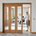 Premium Clear Glazed Bifolding Doorset with Oak Pattern Design - 3 Configurations and 3 Sizes Available