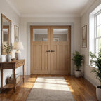 Internal Oak French Door Unfinished 1930s Style 3 Panel 1 Light Obscure Glass